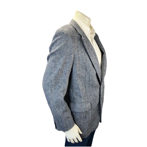 VINTAGE PACO RABANNE Mens 40R Blazer Herringbone Tweed Wool Sport Coat Jacket - Picture 4 of 16